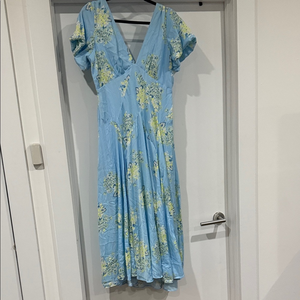 Free People Light Blue Floral Midi Dress